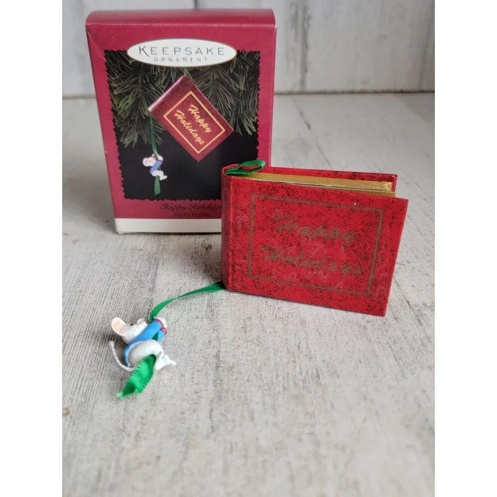 Hallmark NEW happy holidays photo‎ holder Mouse ornament Xmas